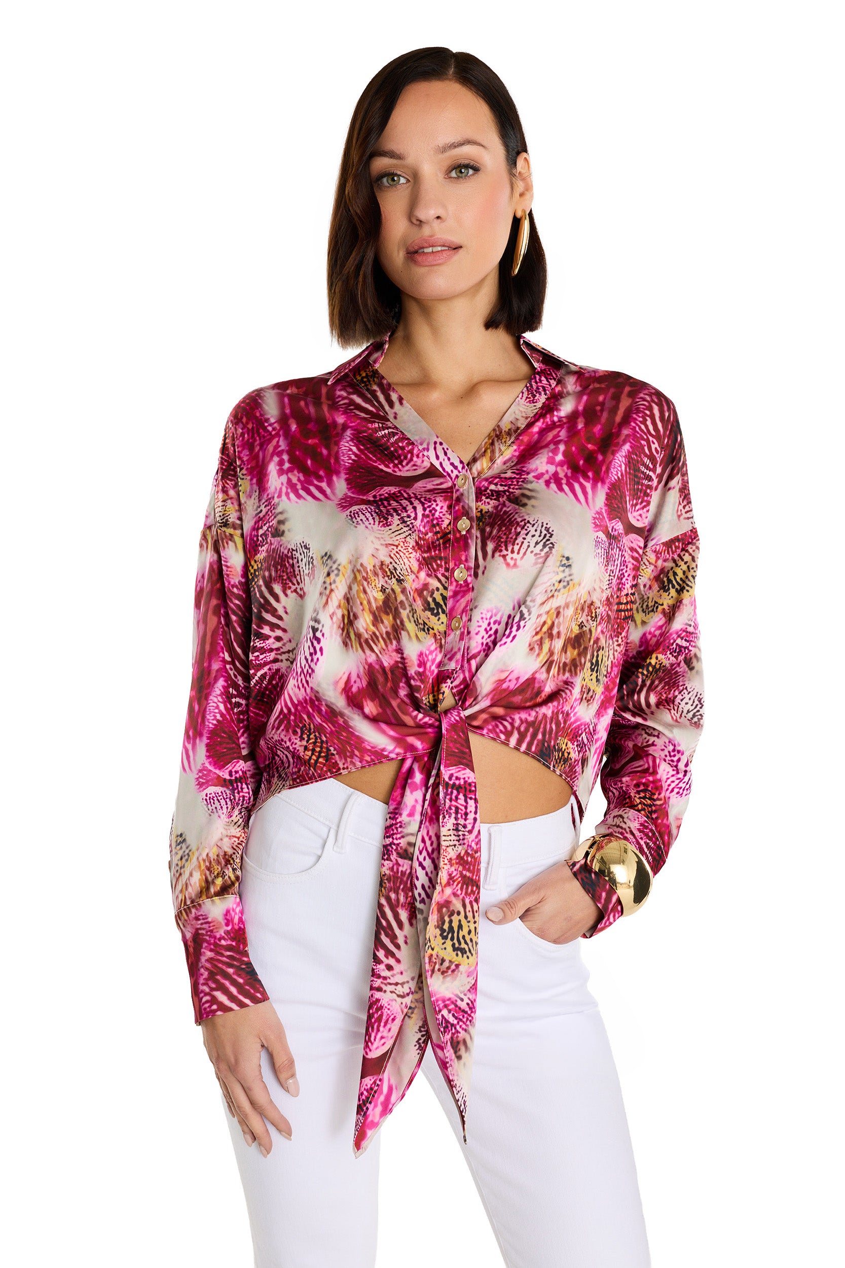 Cecilia Silk Tie-Front Blouse - Bright Orchid – The Noli Shop Cecilia Silk Tie-Front Blouse - Bright Orchid – The Noli Shop