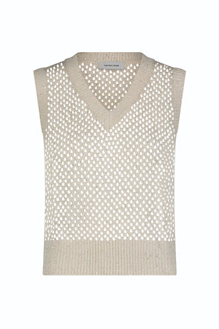 Addison Sequin Crochet Top - Pearl