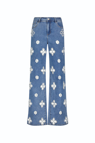 Kaia Pearl High Rise Jean - Medium Blue