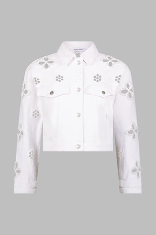 Kaia Pearl Jean Jacket - White