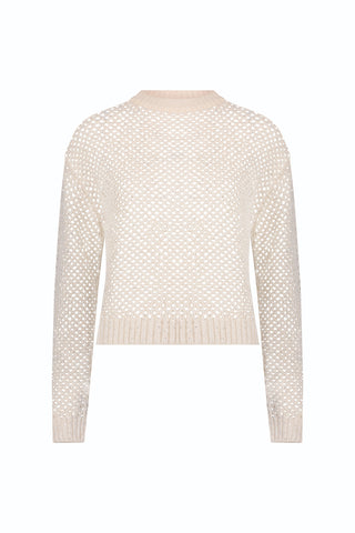 Lucie Sequin Crochet Top - Pearl
