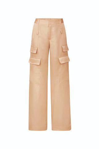 Milan Satin Cargo Pant - Gold