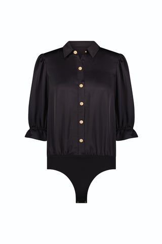 Monroe Silky Bodysuit - Black (Preorder)