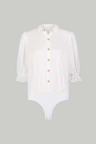 Monroe Silky Bodysuit - White (Preorder)