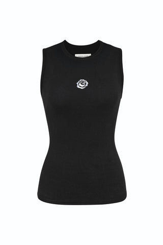 Rosette Tank Top - Black