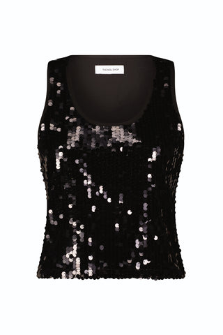 Sophia Sequin Tank - Black