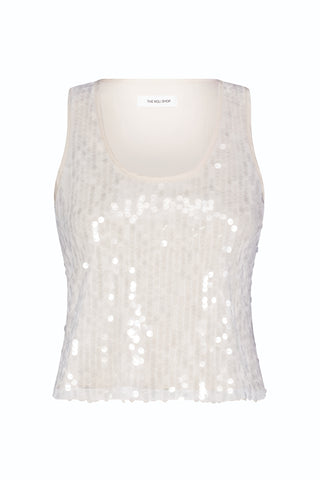Sophia Sequin Tank - Pearl