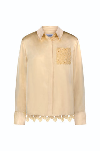 Amelia Silky Lace Blouse - Butter Yellow (Preorder)