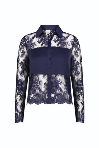 Vienna Lace Blouse - Navy (Preorder)