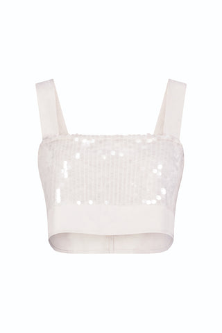 Zoey Sequin Crop Top - Pearl