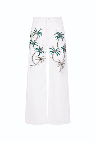 Crystal Palm High Rise Jean - White