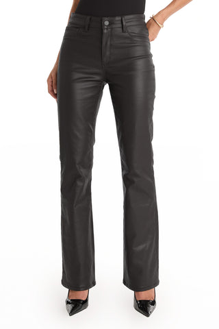 Aria Coated Flare Jean - Black