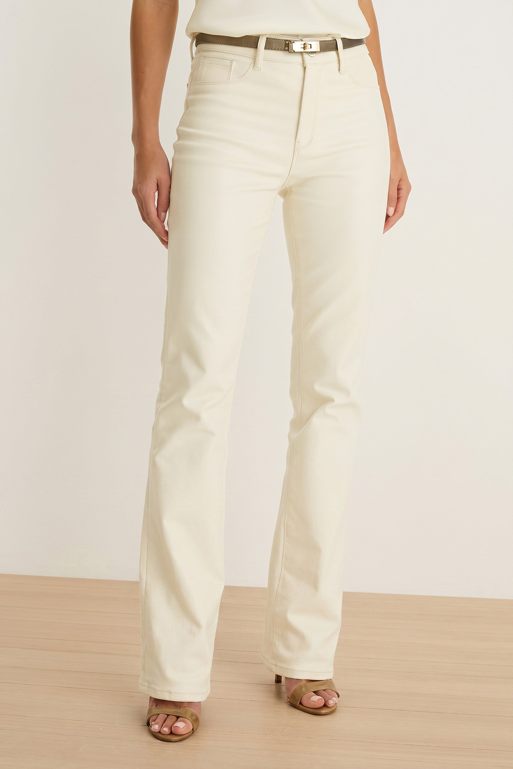 Aria Coated Flare Jean - Vanilla