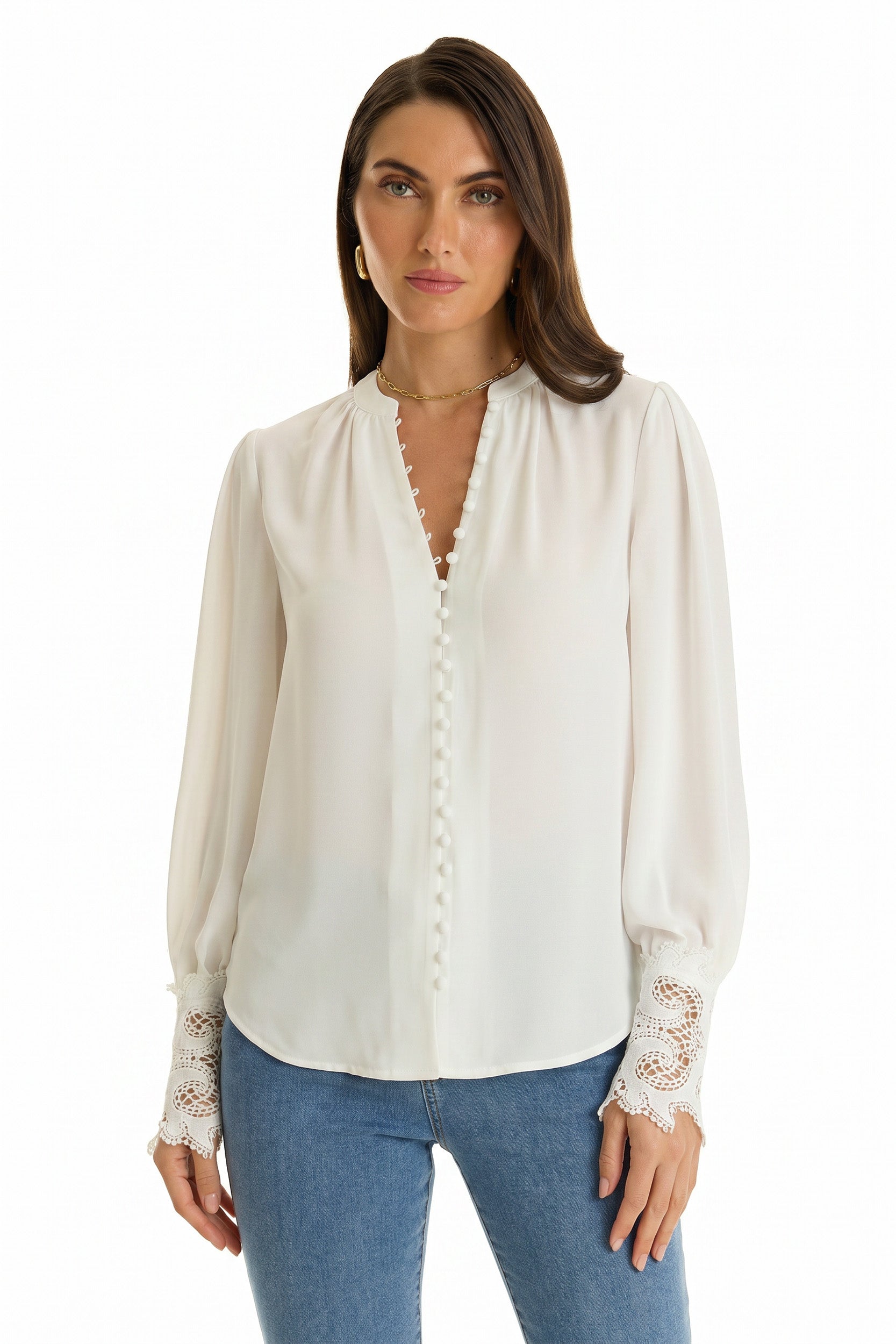 White Lace Sleeve Blouse for Women | The Noli Shop