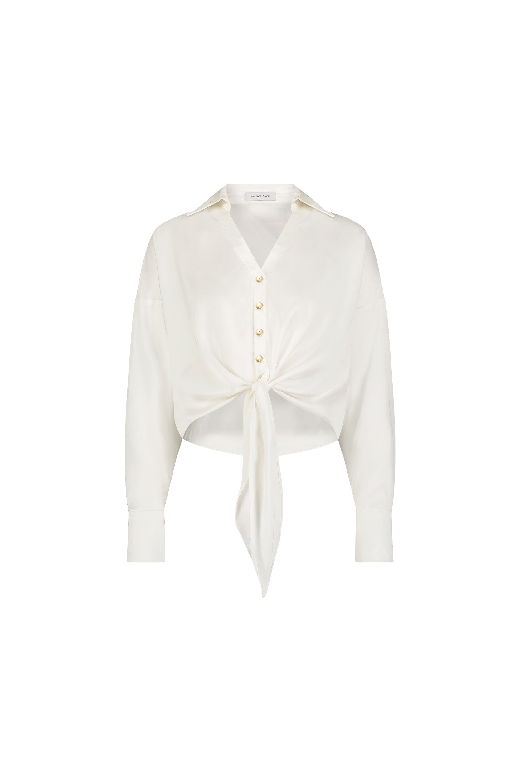 White Silk Tie-Front Blouse for Women | The Noli Shop