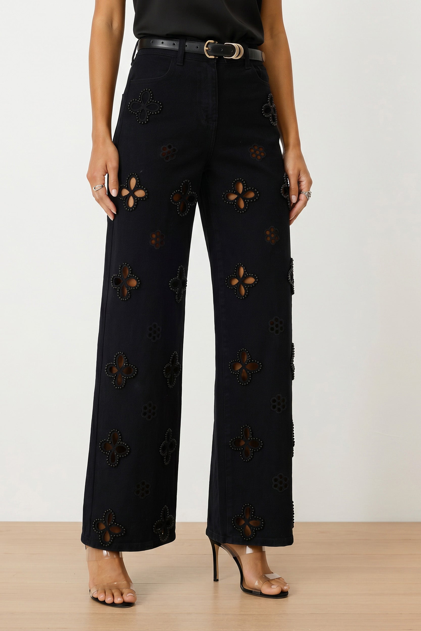 Kaia Pearl High Rise Jean - Black