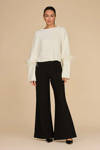 Ava Ultra-Sculpting Ponte Wide Leg Pant - Black