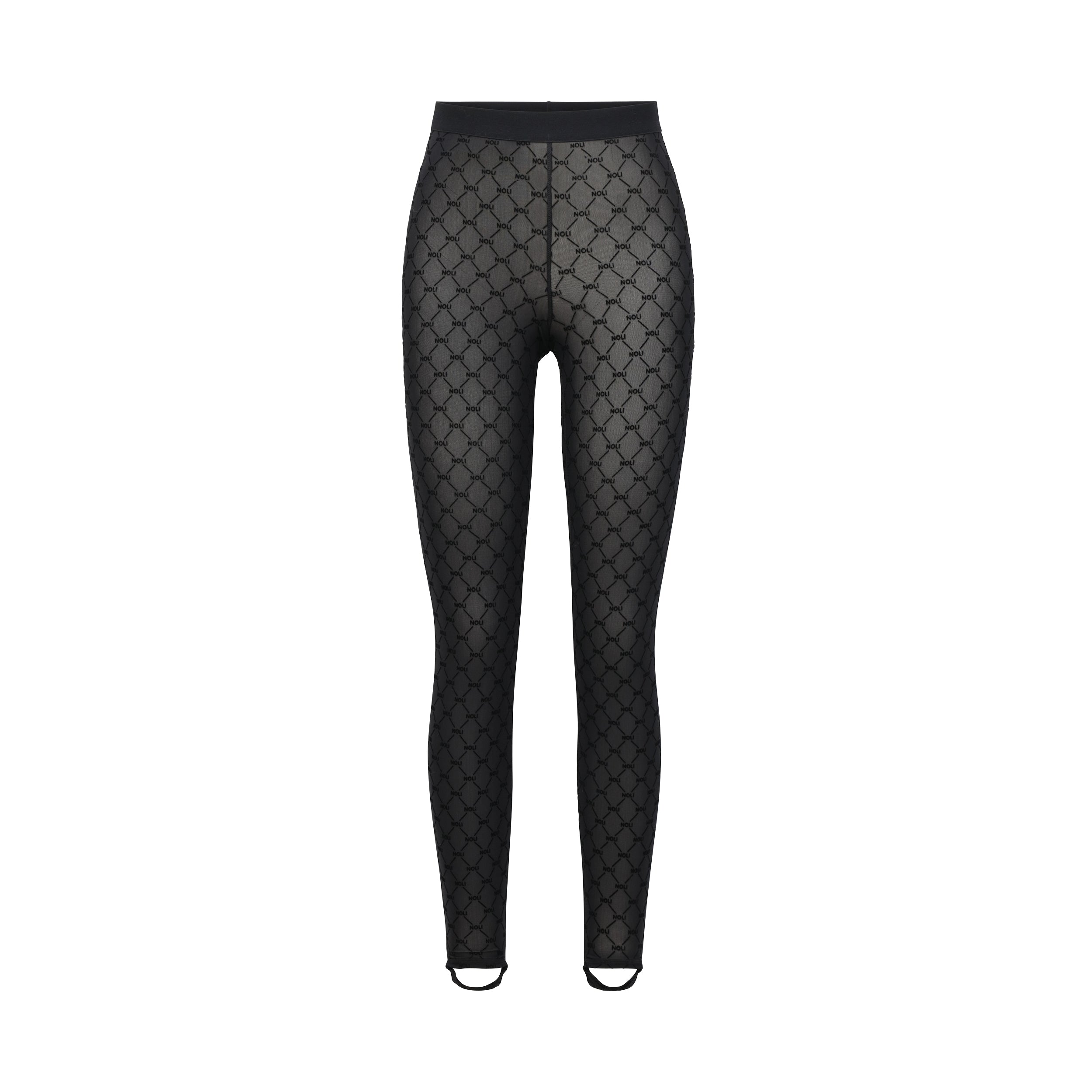 Product view of tights featuring ultra-soft and comfortable NOLI monogram mesh, slip this four-way stretch mesh