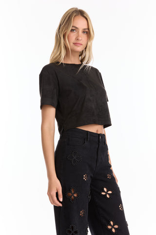 Naya Suede T-Shirt - Black