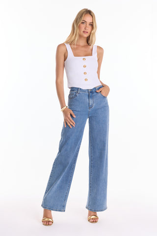 Venus Button Top - White (Preorder)