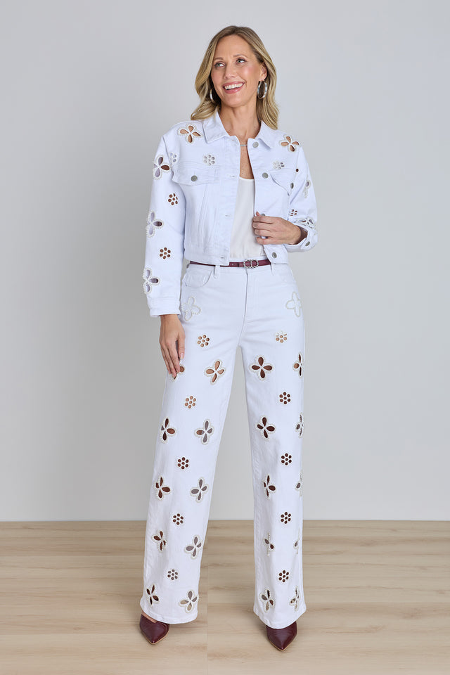 Kaia Pearl High Rise Jean - White