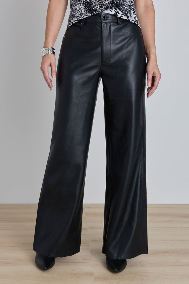 Daphne Leather Pant in Black, vegan leather straight leg pant, The Noli Shop
