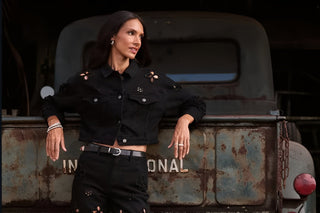 Pearl-Embellished Denim