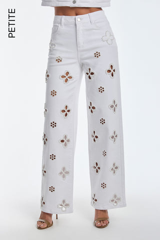 Petite Kaia Pearl High Rise Jean - White