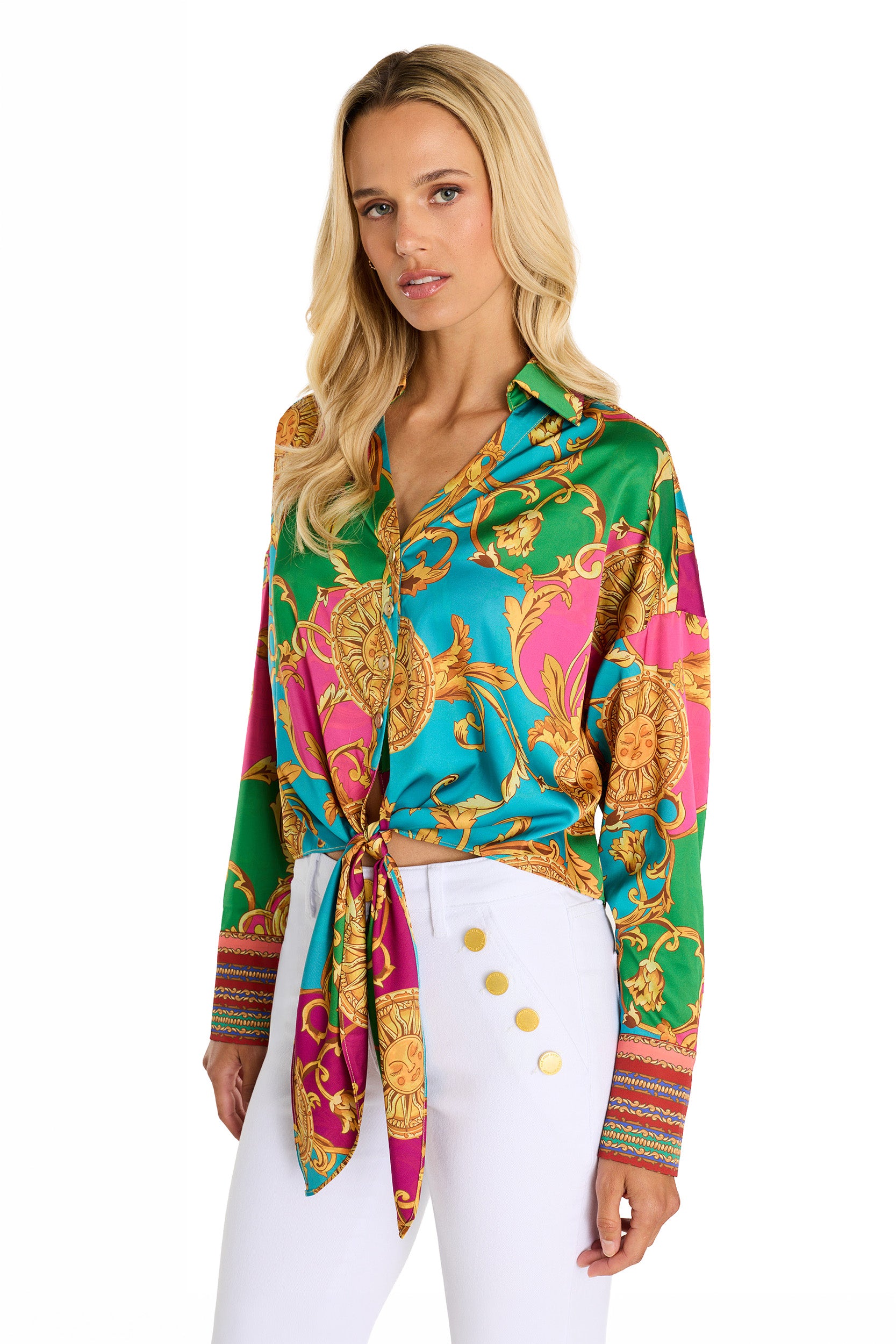 Cecilia Silk Tie-Front Blouse - Dolce Sun – The Noli Shop