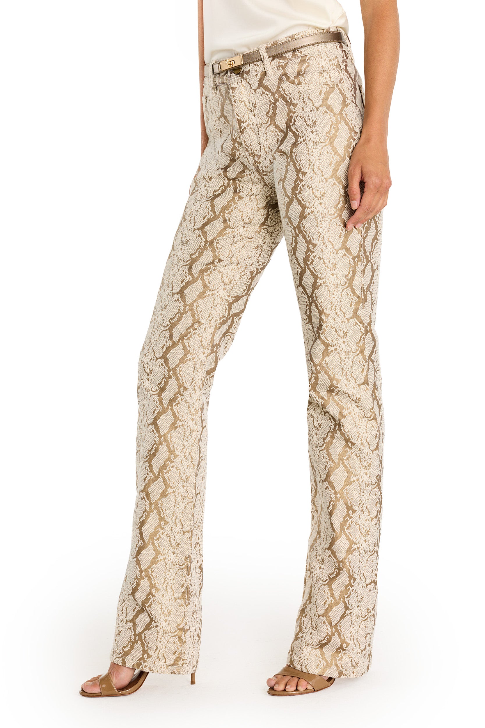 Aria Flare Jean - Gold Python – The Noli Shop