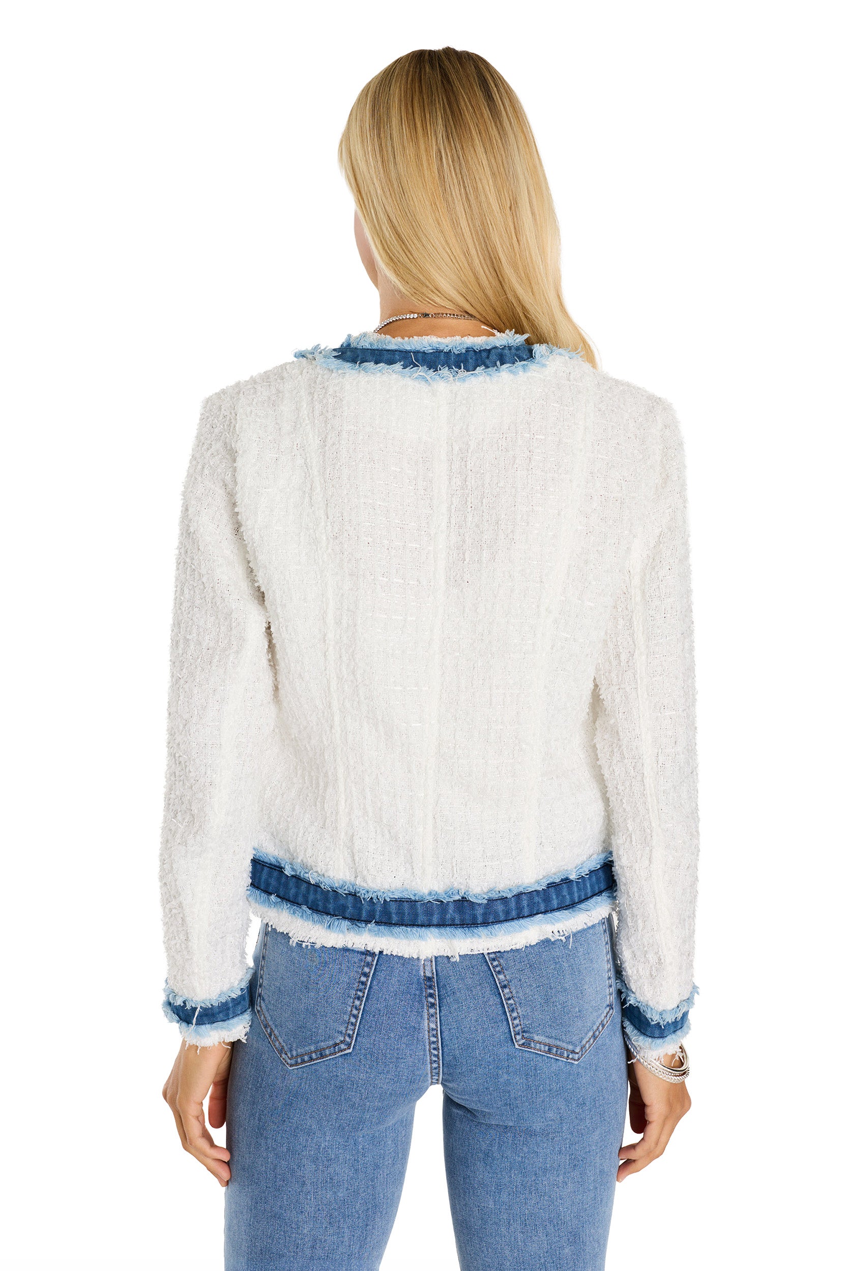 Julia Tweed Jacket - Denim/White – The Noli Shop
