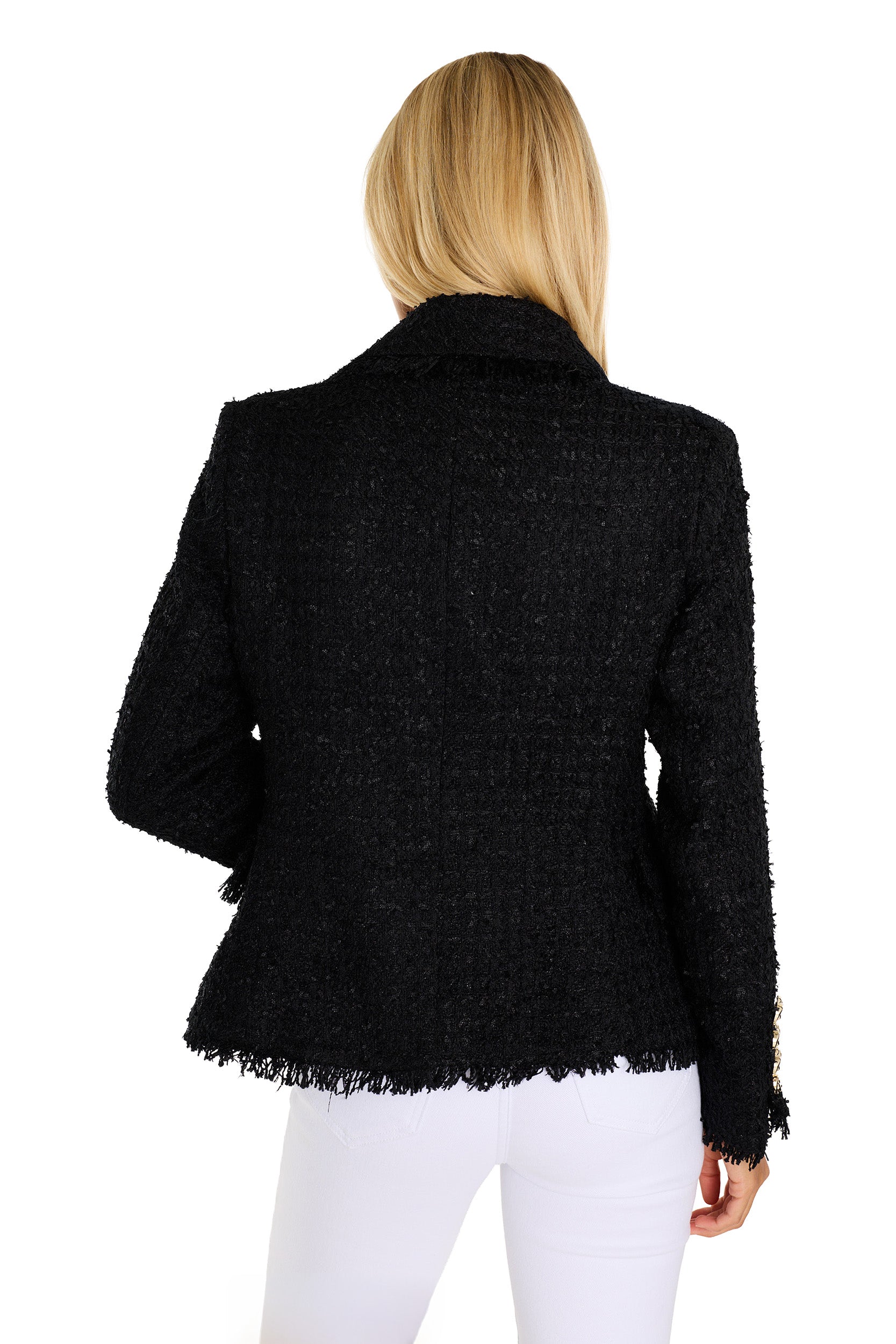 Giselle Single Breasted Tweed Blazer - Black – The Noli Shop