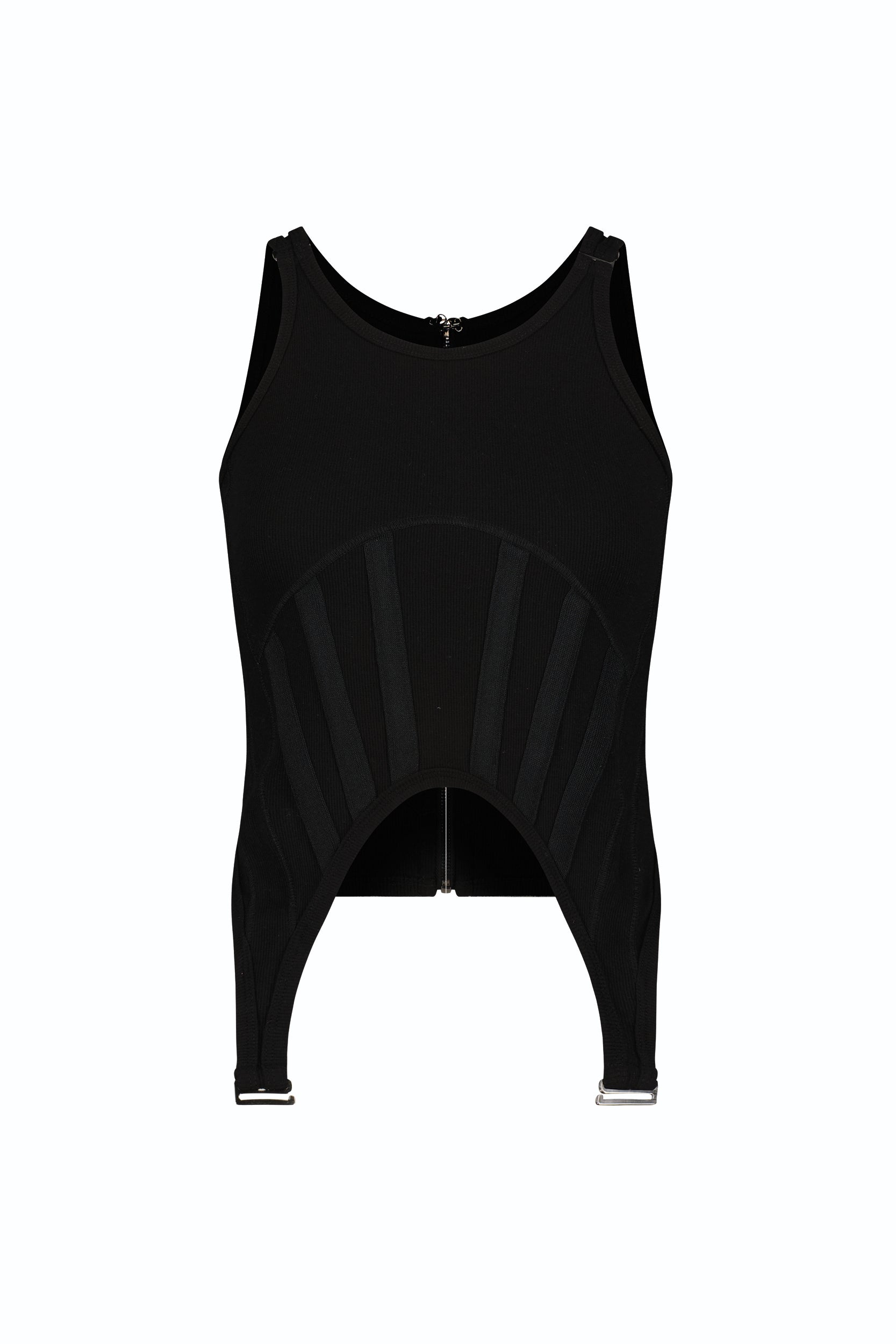 The Noli Shop Women's Kiara Garter Tank - White - Black The Noli Shop Women's Kiara Garter Tank - White - Black