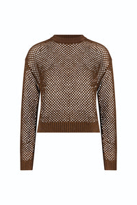 Lucie Sequin Crochet Top - Espresso