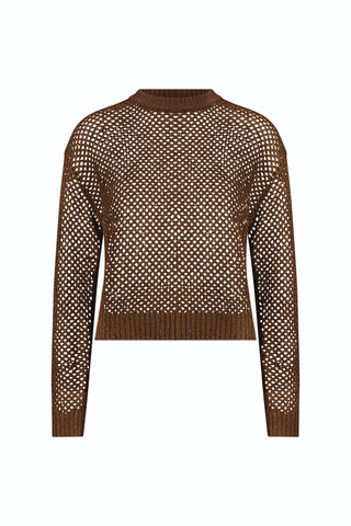Lucie Sequin Crochet Top - Espresso