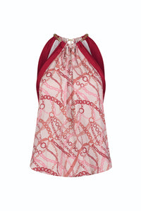 Mika Silky Halter Top - Pink Chain (Preorder)