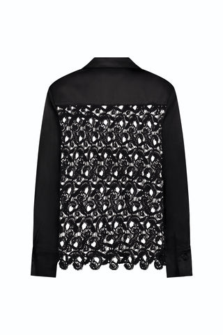 Amelia Silky Lace Blouse - Black (Preorder)