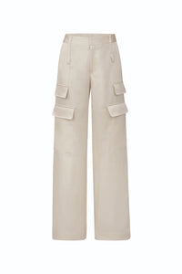 Milan Satin Cargo Pant - Pearl