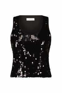 Sophia Sequin Tank - Black