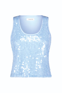 Sophia Sequin Tank - Capri Blue