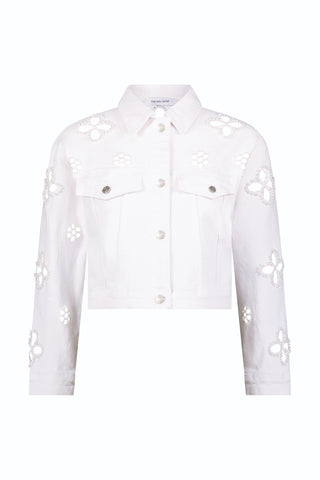 Kaia Pearl Jean Jacket - White