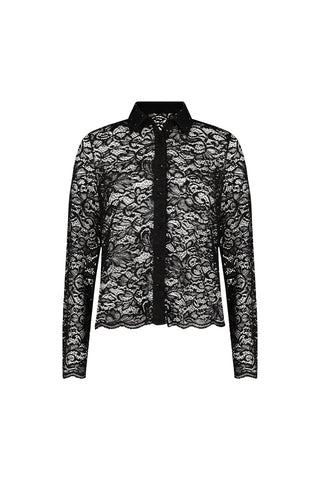 Jena Lace Button Up Shirt - Black