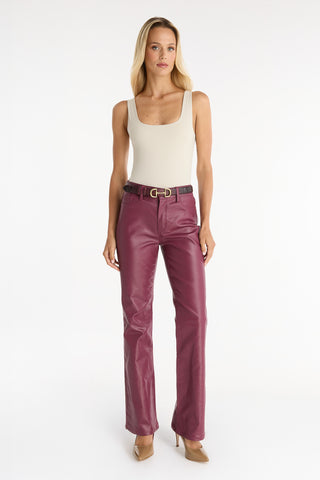 Aria Coated Flare Jean - Sangria