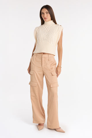 Milan Satin Cargo Pant - Gold