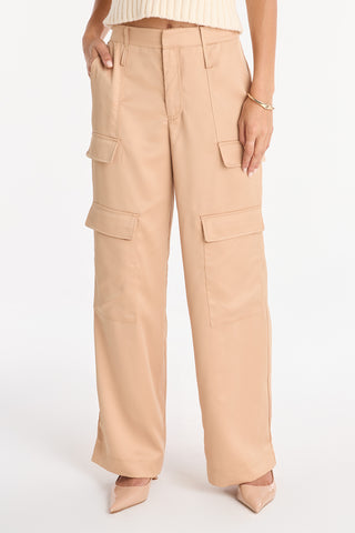 Milan Satin Cargo Pant - Gold