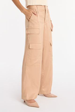 Milan Satin Cargo Pant - Gold