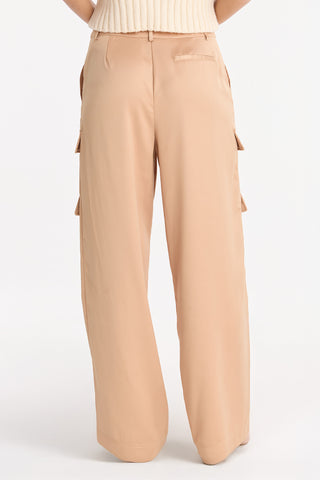 Milan Satin Cargo Pant - Gold