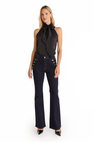 Rina Tie Neck Blouse - Black