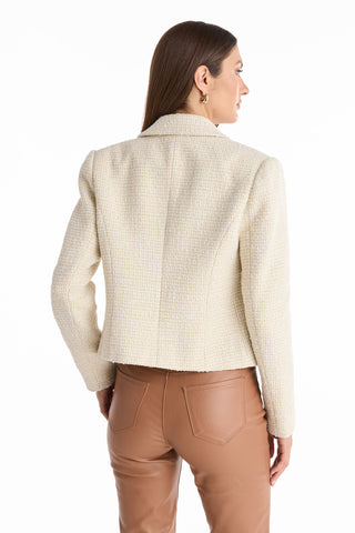 Gabrielle Tweed Double Breasted Blazer - Beige