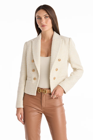 Gabrielle Tweed Double Breasted Blazer - Beige